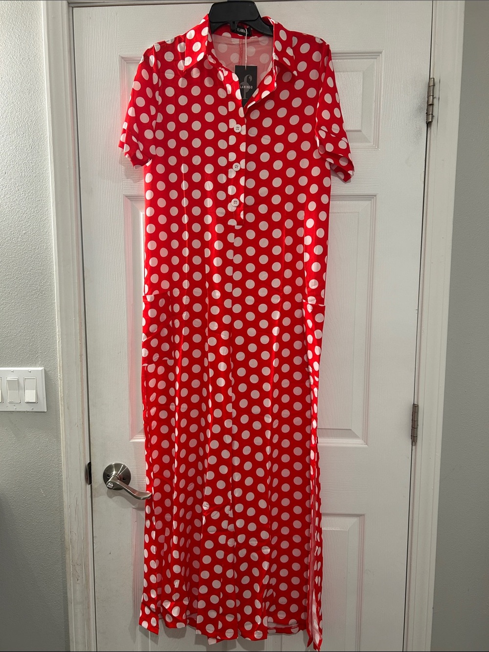 Women’s Flamingo jumpsuit- White Dots